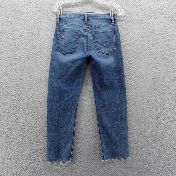 Hudson Nico Straight Ankle Jeans 25 Blue Womens Medium Wash Frayed Hem - Picture 2 of 13
